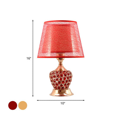 Retro Urn Bedside Lamp with Double Empire Cone