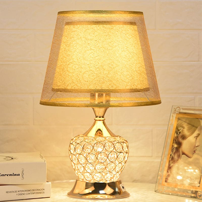 Retro Urn Bedside Lamp with Double Empire Cone