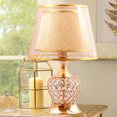 Retro Urn Bedside Lamp with Double Empire Cone