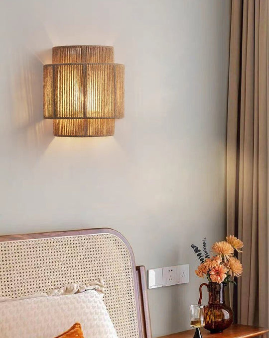 Contemporary Rattan Woven Wall Lamp