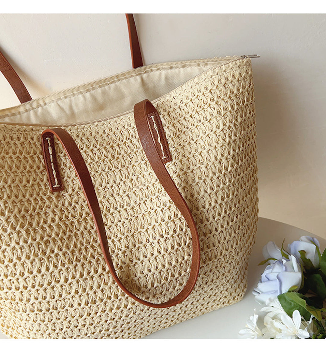 Woven Straw Tote Bag