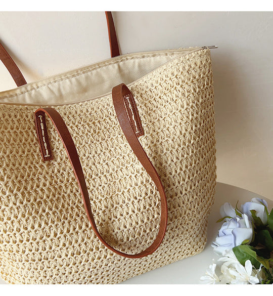Woven Straw Tote Bag