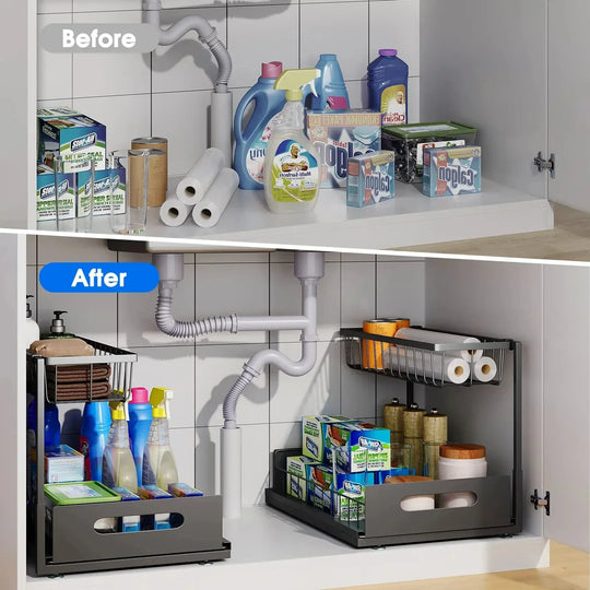 2 Tier Slide Out Under Sink Organizer for Kitchen