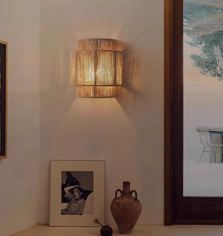 Contemporary Rattan Woven Wall Lamp