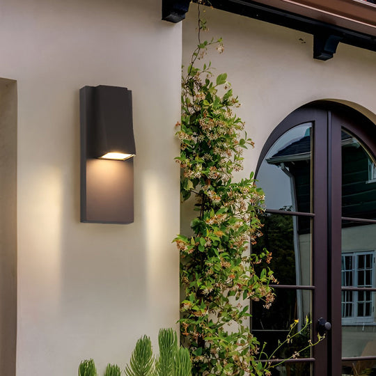 Rectangle Waterproof LED Outdoor Wall Lamp Black Modern Fixture