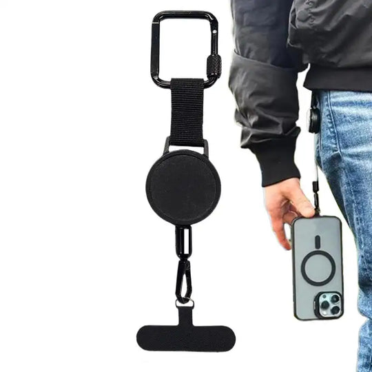 Retractable Phone Security Holder – Anti-Theft Belt Clip with 60cm Pull Cord