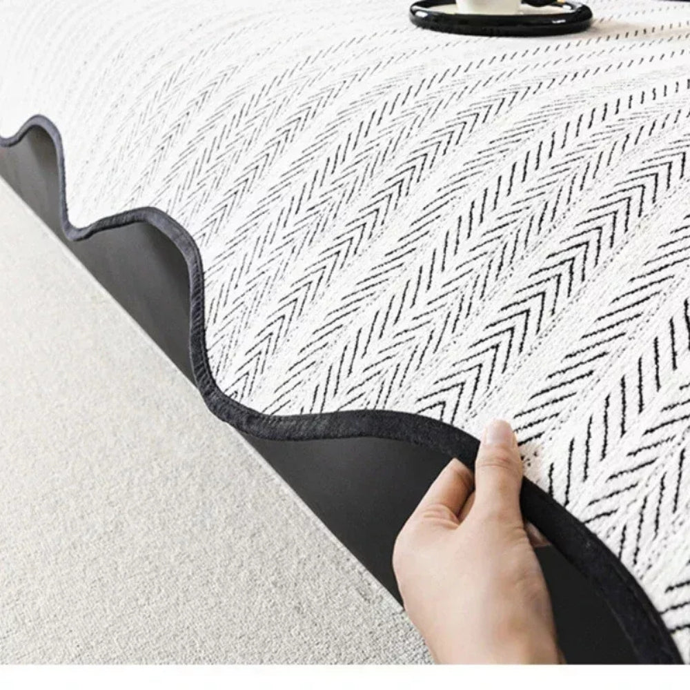 Herringbone Scallop Edge Sofa Cover