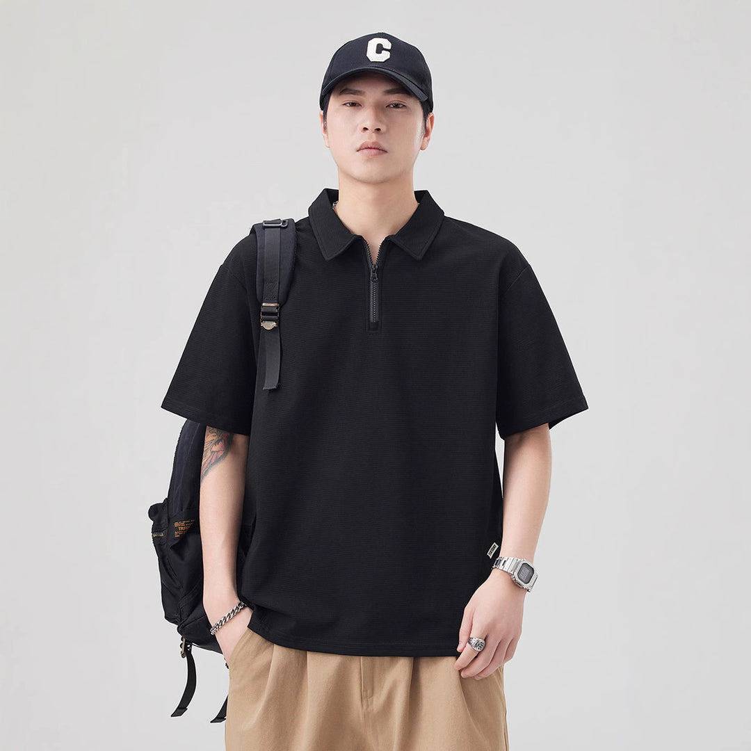 Men’s Casual Zip Polo Shirt