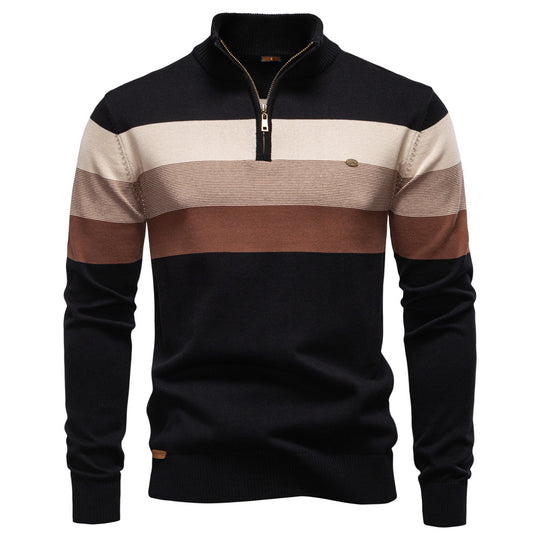 Men’s Striped Quarter-Zip Sweater