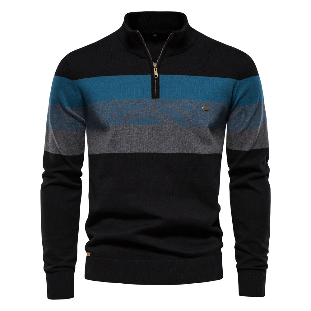 Men’s Striped Quarter-Zip Sweater