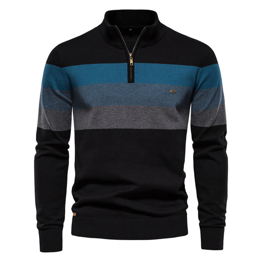 Men’s Striped Quarter-Zip Sweater