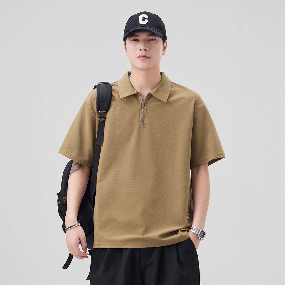 Men’s Casual Zip Polo Shirt