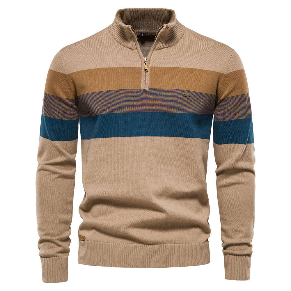 Men’s Striped Quarter-Zip Sweater