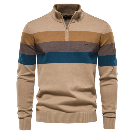 Men’s Striped Quarter-Zip Sweater