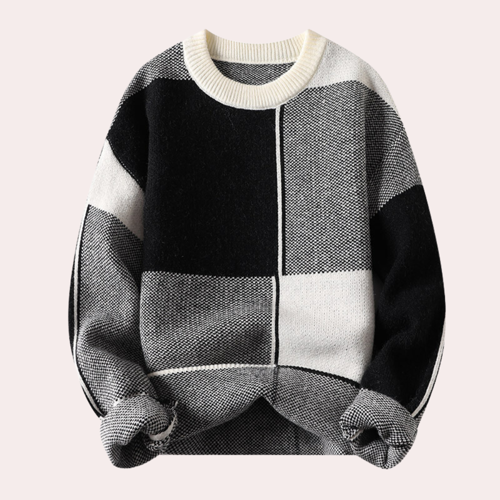 Men’s Knitted Jumper with Geometric Pattern