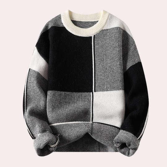 Men’s Knitted Jumper with Geometric Pattern