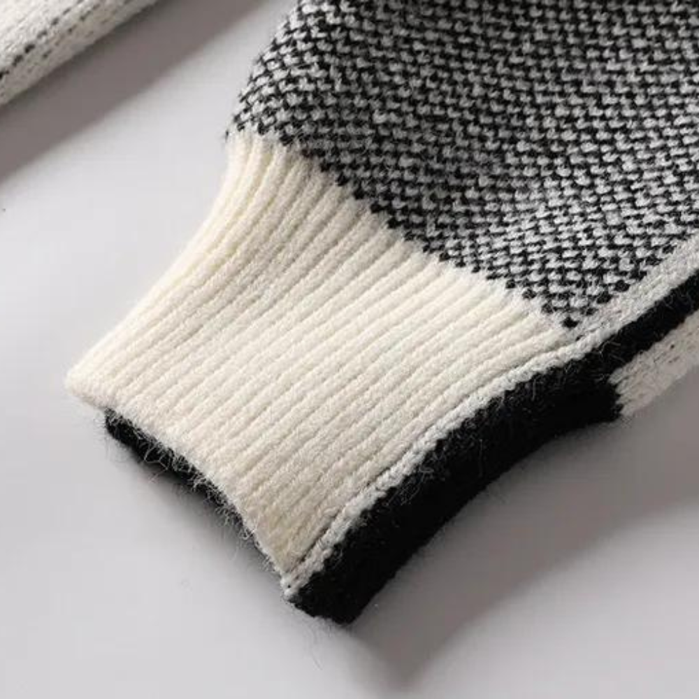 Men’s Knitted Jumper with Geometric Pattern