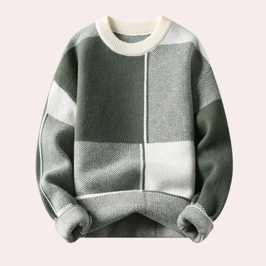 Men’s Knitted Jumper with Geometric Pattern