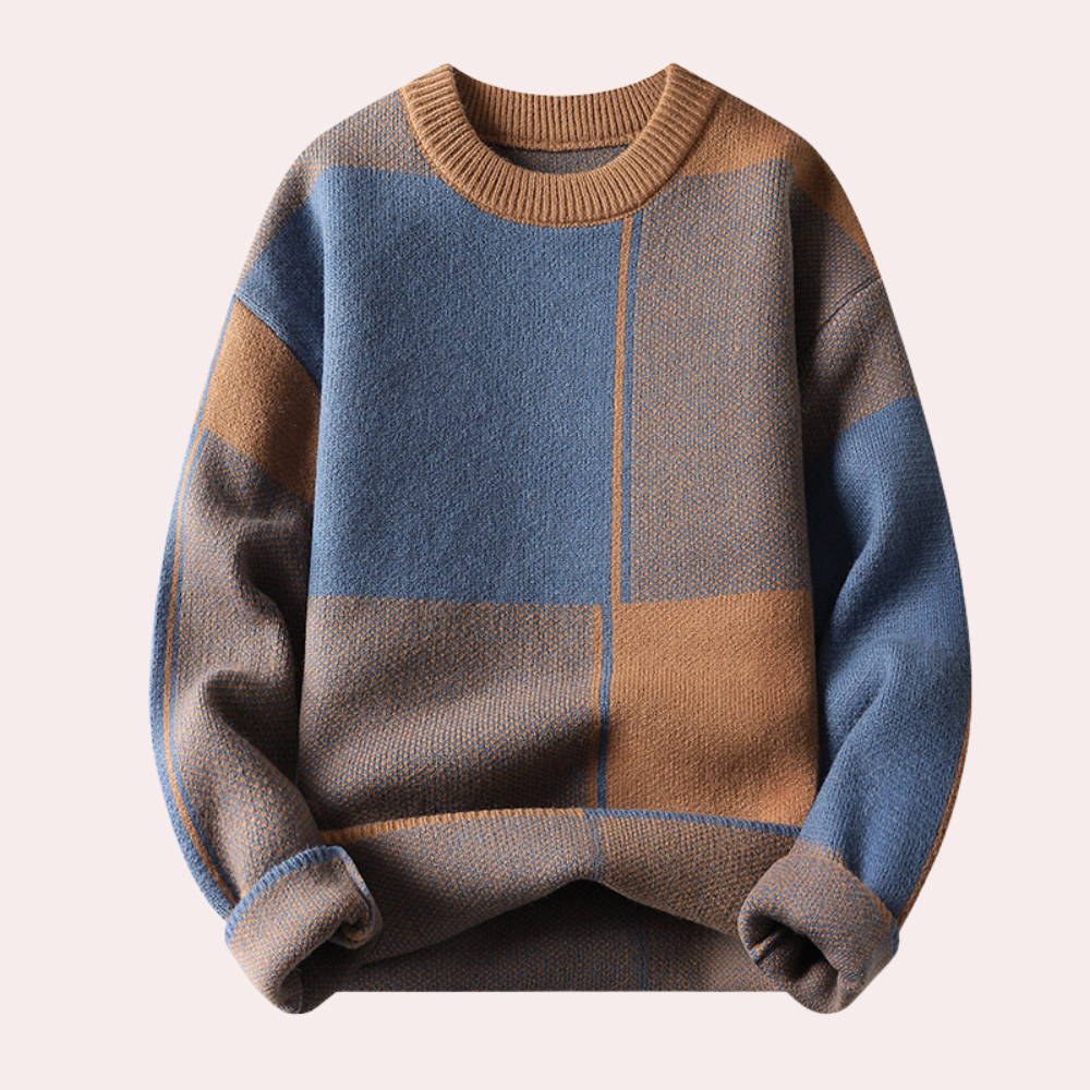 Men’s Knitted Jumper with Geometric Pattern