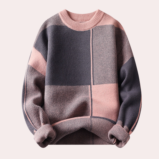 Men’s Knitted Jumper with Geometric Pattern