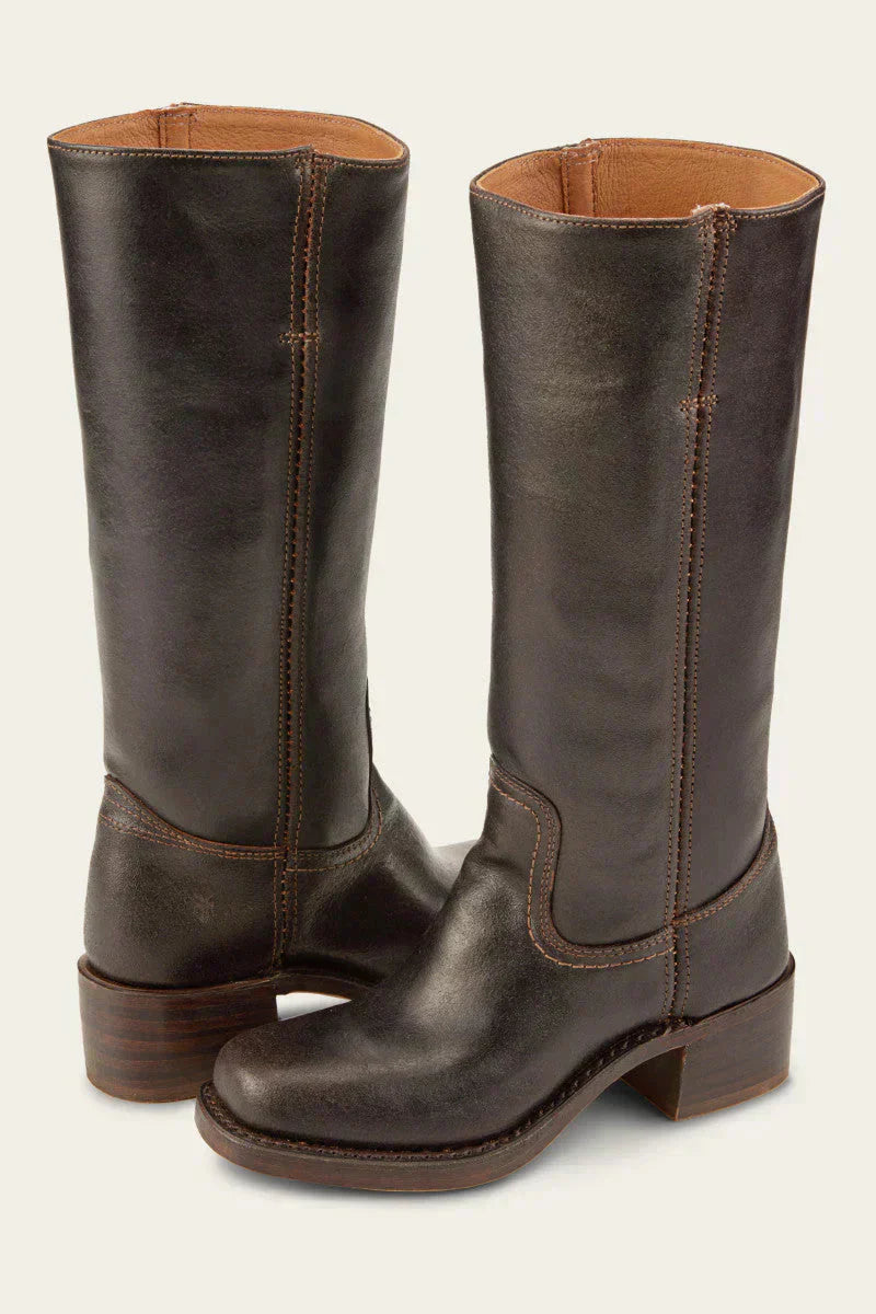 Classic Women's Leather Boots with Block Heel