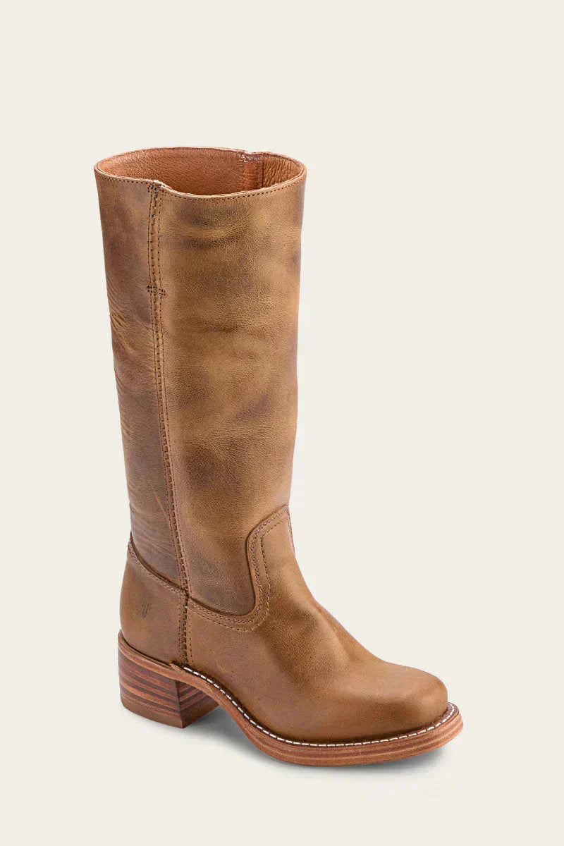 Classic Women's Leather Boots with Block Heel