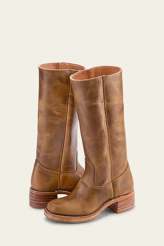 Classic Women's Leather Boots with Block Heel