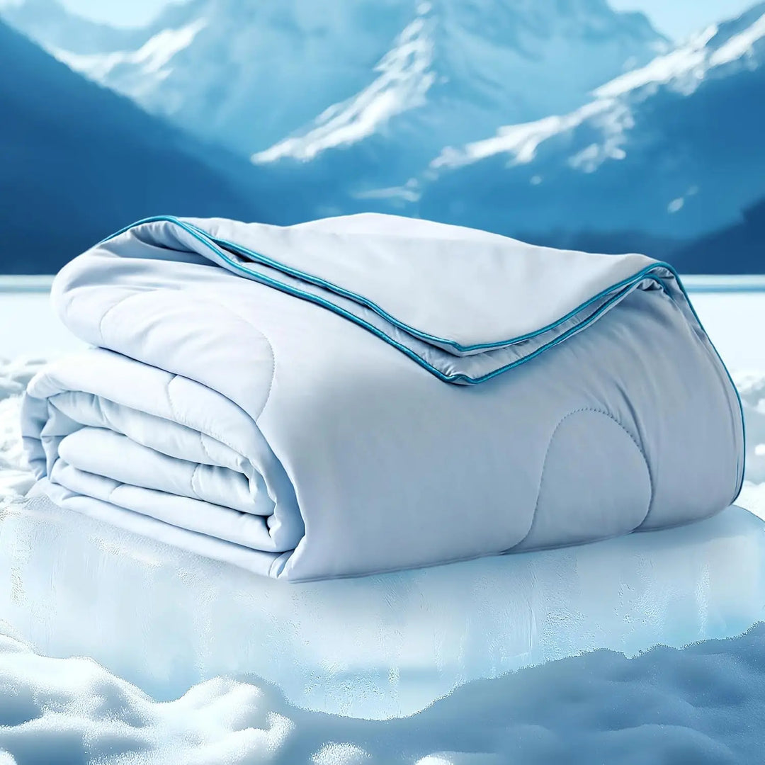 Cooling blanket with cool-to-touch nylon fabric for warm summer nights