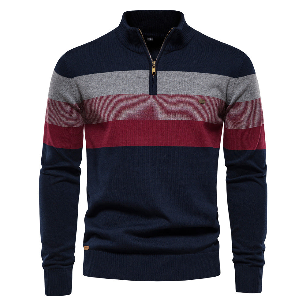 Men’s Striped Quarter-Zip Sweater