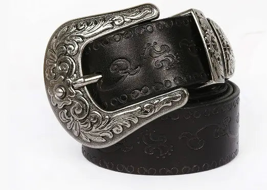 Men’s Western Belt with Engraved Buckle
