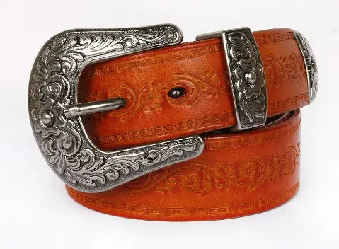 Men’s Western Belt with Engraved Buckle