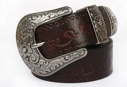Men’s Western Belt with Engraved Buckle