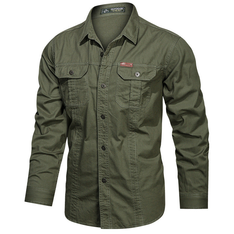 Men’s Military Style Button-Up Shirt