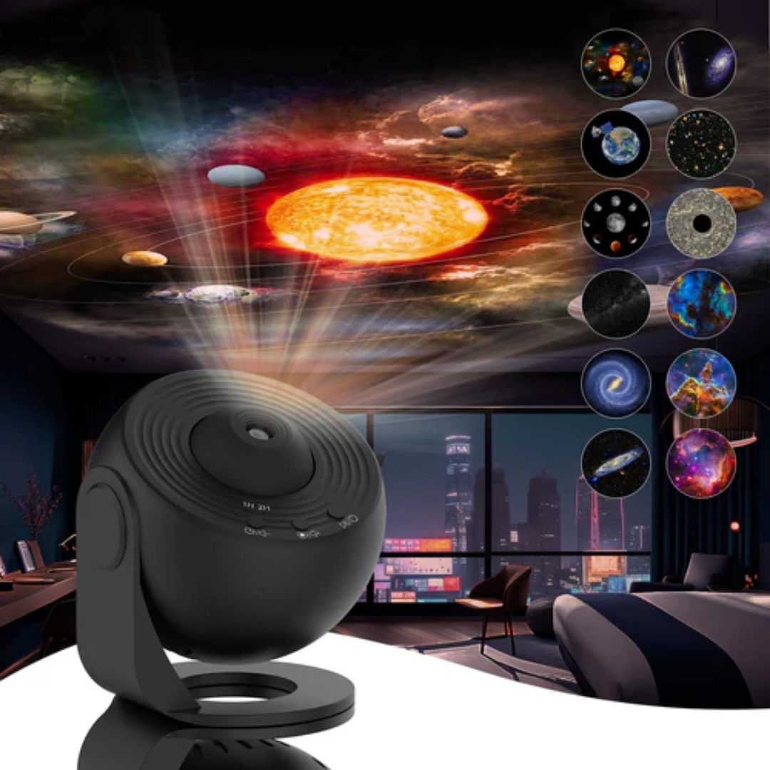360° Galaxy Star Projector with 12 Film Discs 