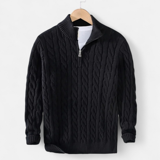 Men’s Thick-Knit Turtleneck Zip Sweater