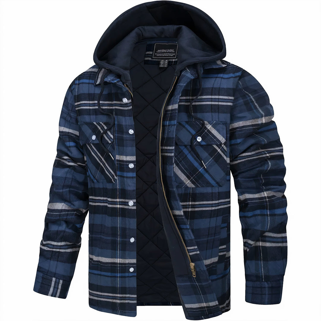 Men's Hooded Plaid Winter Jacket