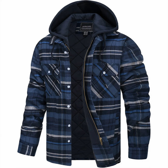 Men's Hooded Plaid Winter Jacket