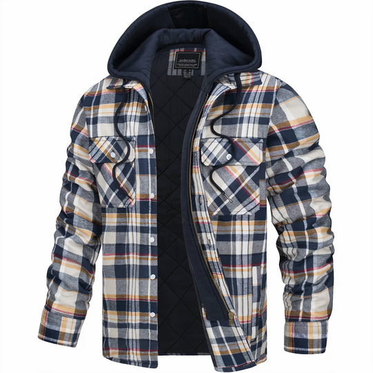 Men's Hooded Plaid Winter Jacket