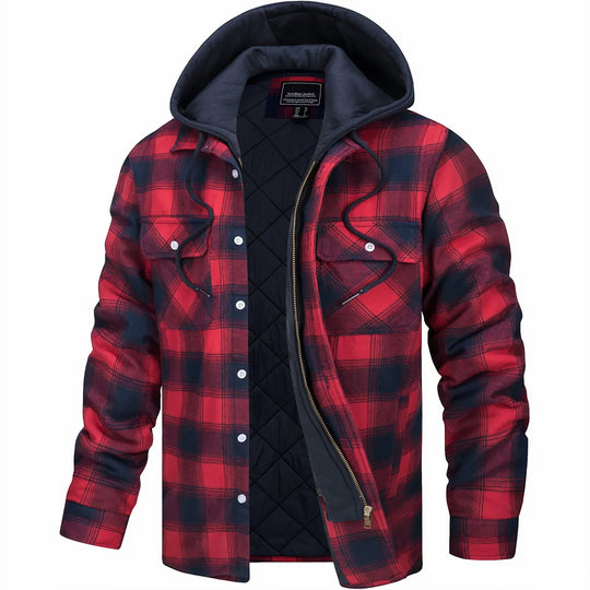 Men's Hooded Plaid Winter Jacket