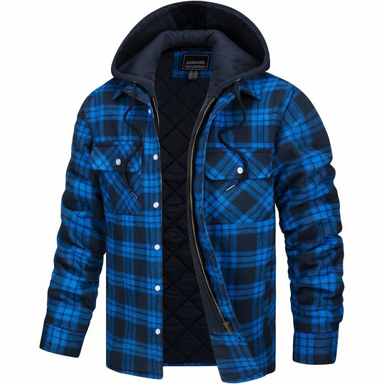 Men's Hooded Plaid Winter Jacket