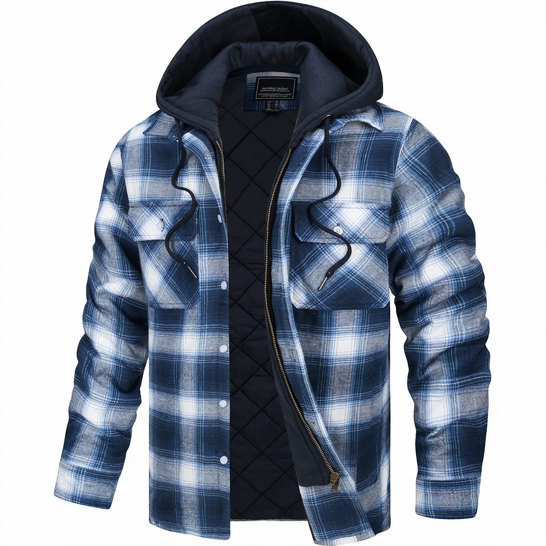 Men's Hooded Plaid Winter Jacket