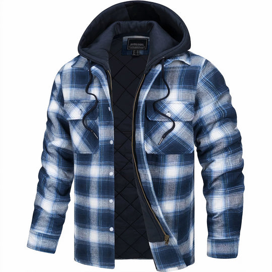 Men's Hooded Plaid Winter Jacket