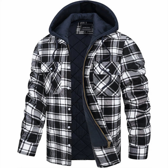 Men's Hooded Plaid Winter Jacket