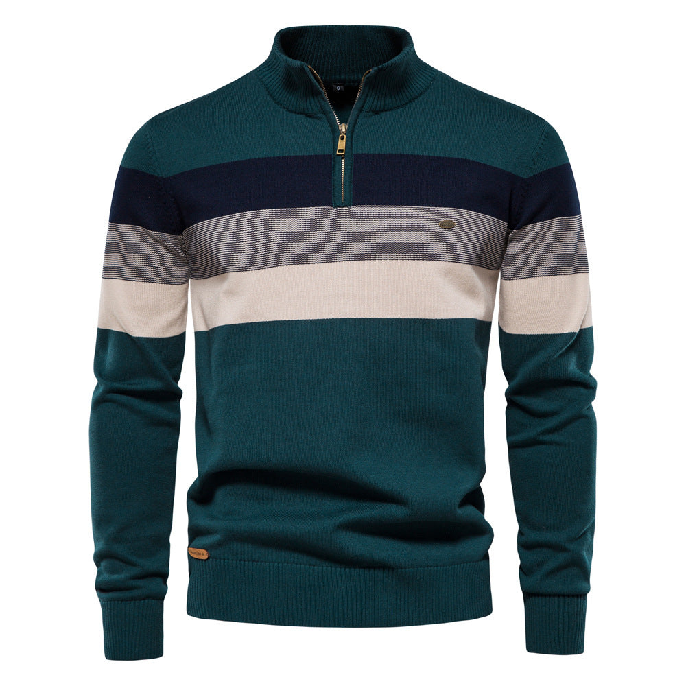 Men’s Striped Quarter-Zip Sweater