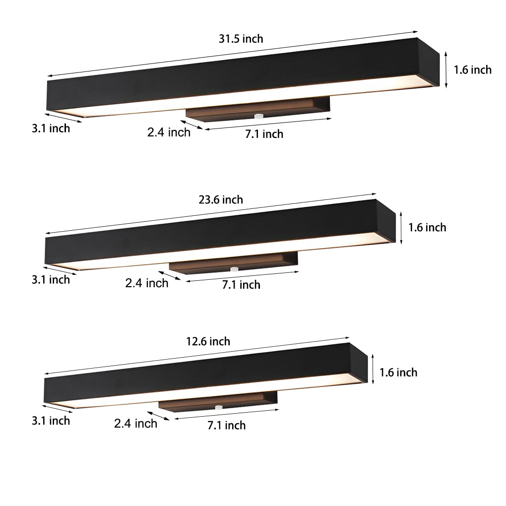 Rectangular Motion Sensor Black Modern Wall Lamp