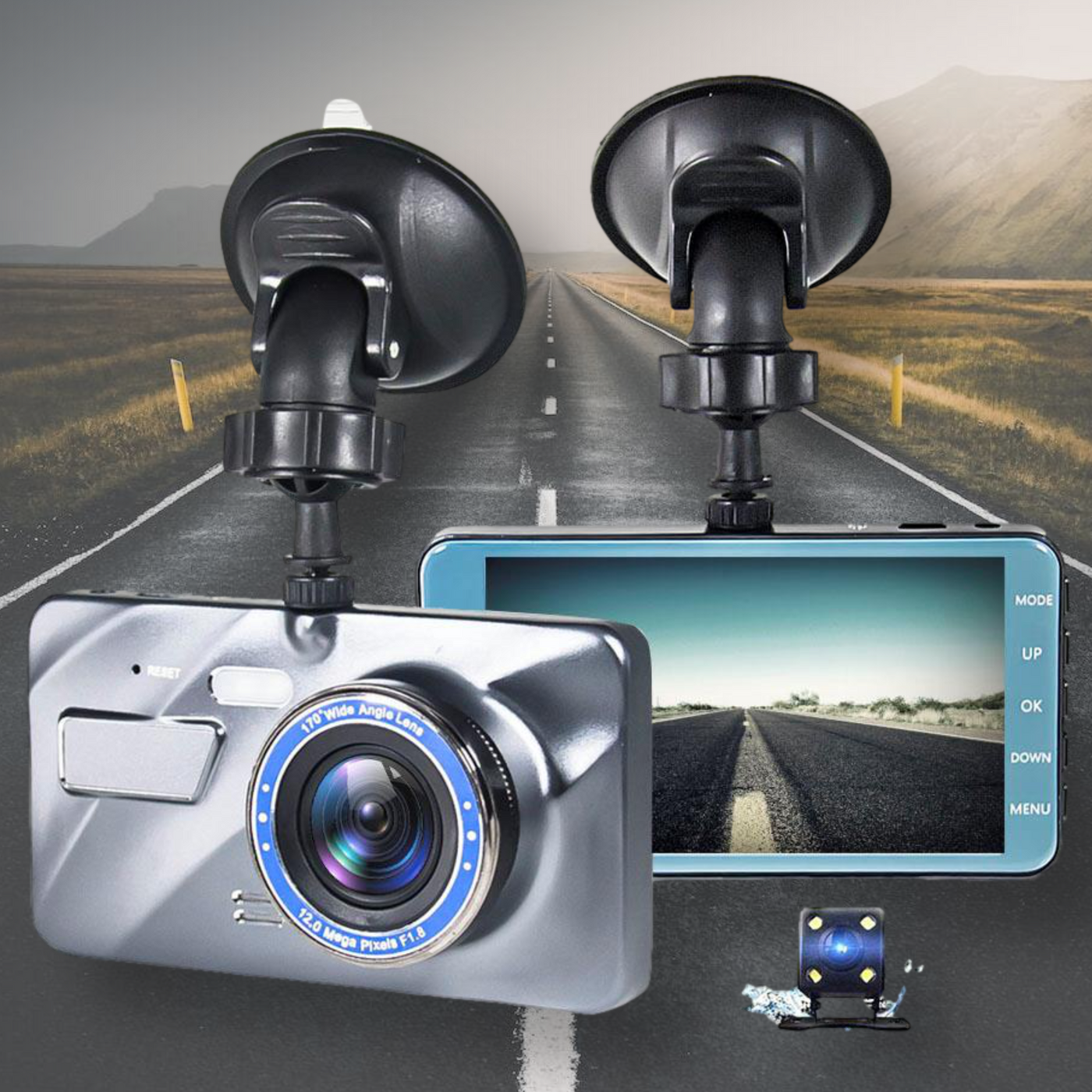 Wireless Front And Rear Dash Cam With Night Vision