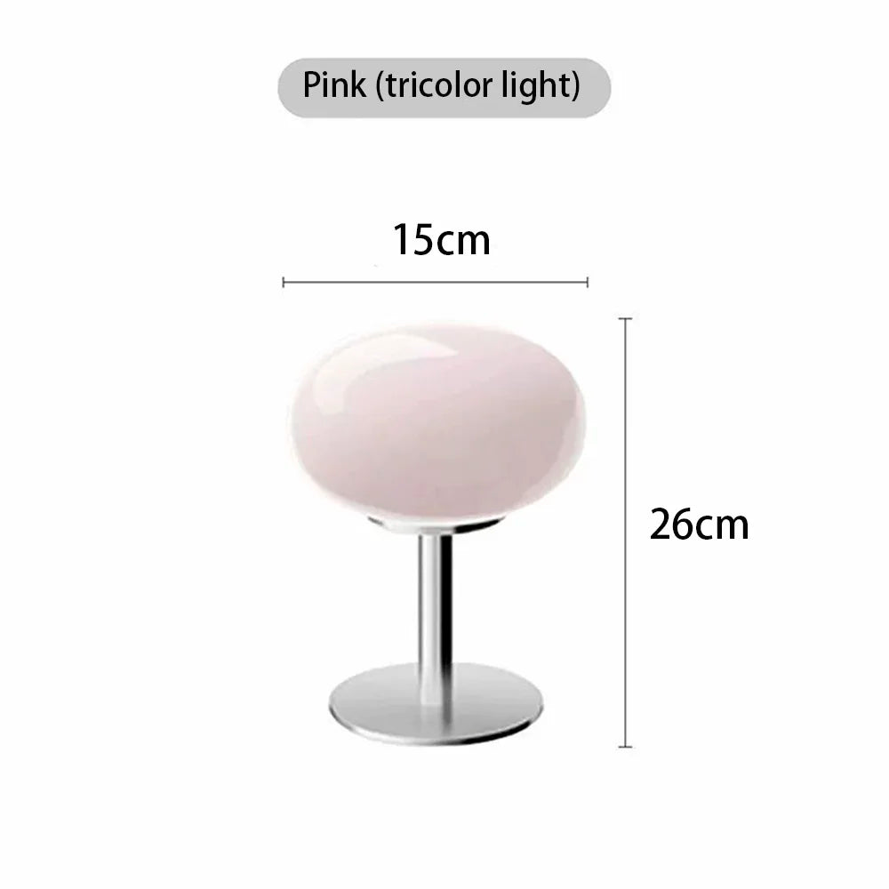 Rechargeable Table Lamp with Glass Shade and Adjustable Brightness