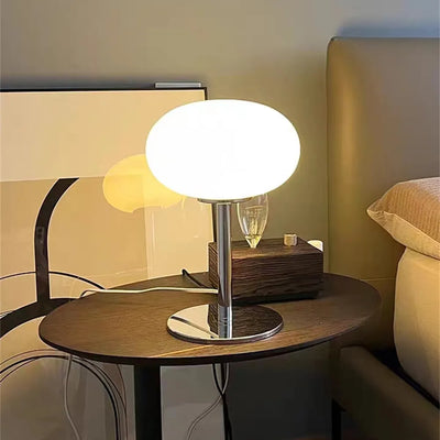 Rechargeable Table Lamp with Glass Shade and Adjustable Brightness