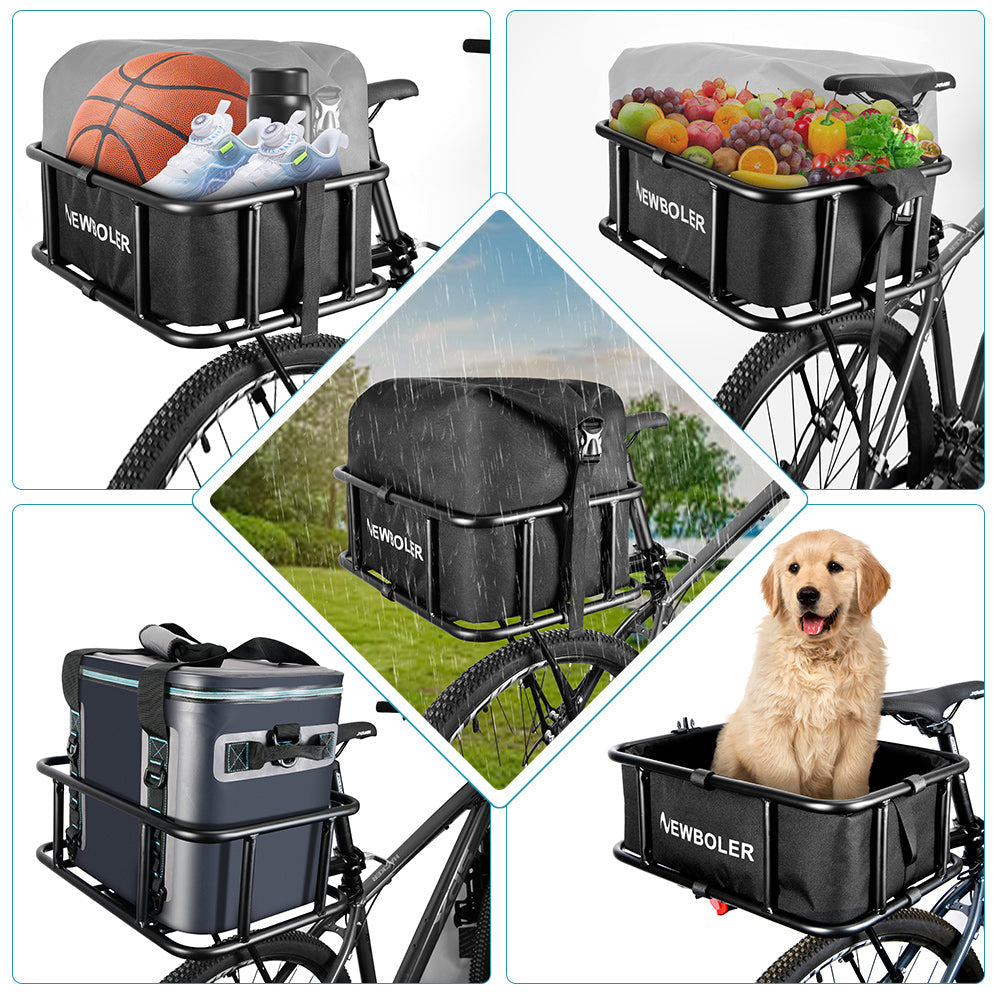Heavy-Duty Rear Bike Basket with Rack