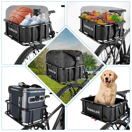 Heavy-Duty Rear Bike Basket with Rack
